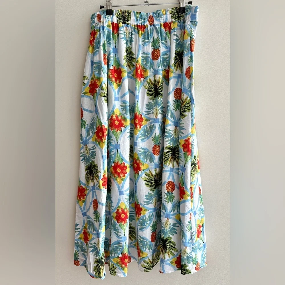 Rachel Zoe Tropical Print Matching Tank Top & A-Line Skirt Set,Blue/Green, Large - Picture 14 of 16